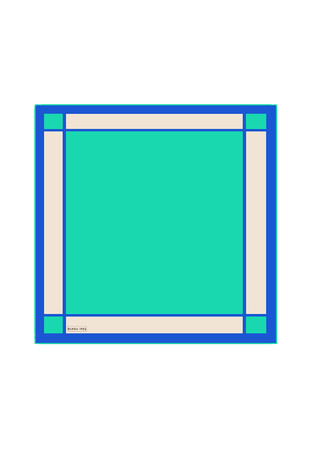 Mint Wide Border Plain Silk Pocket Square - Thumbnail