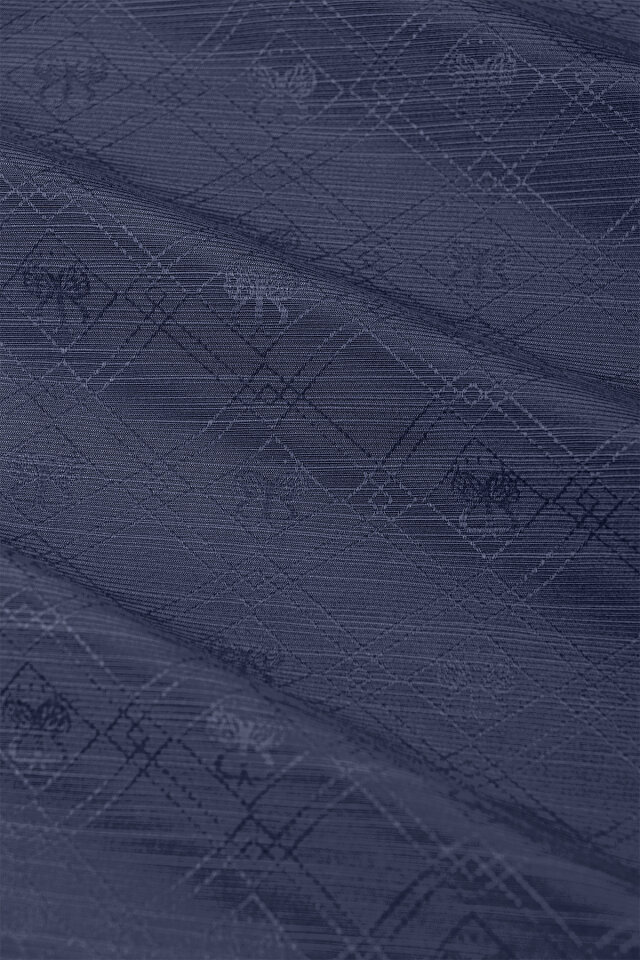 Koyu Lacivert Monogram Desen İpek Pamuk Şal - 5