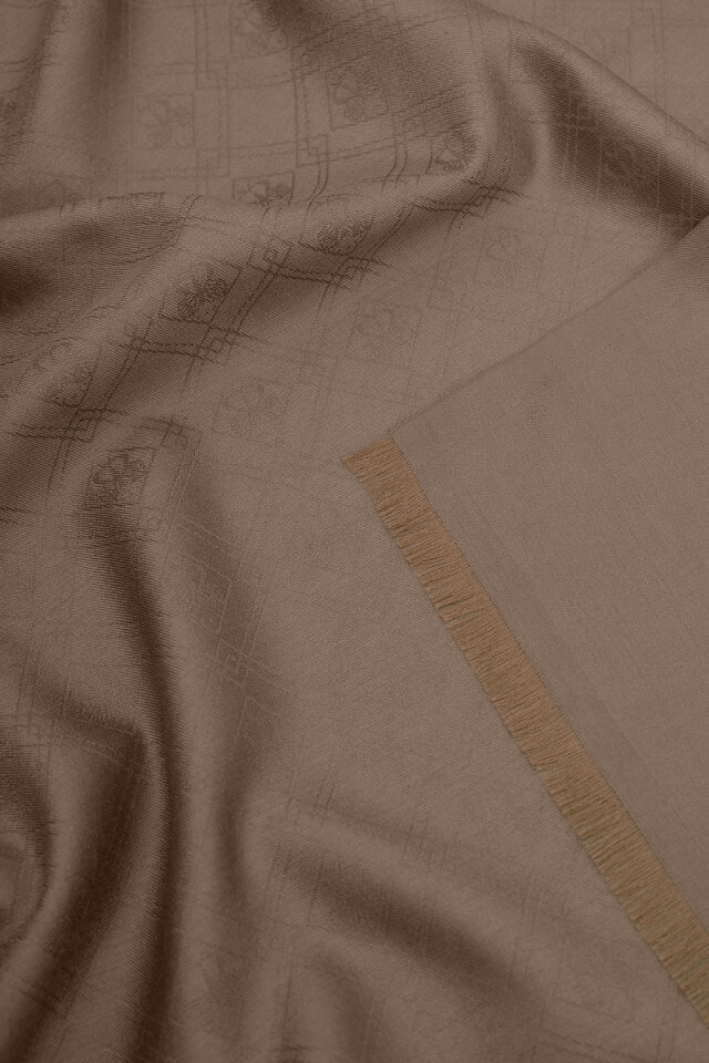 Vizon Monogram Desen Jakarlı İpek Şal - 3