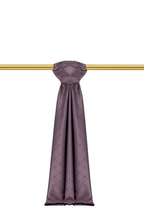 Dark Dusty Rose Monogram Pattern Jacquard Silk Shawl 
