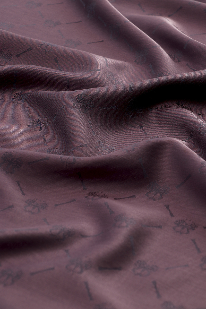 Dark Dusty Rose Monogram Pattern Jacquard Silk Shawl - 3