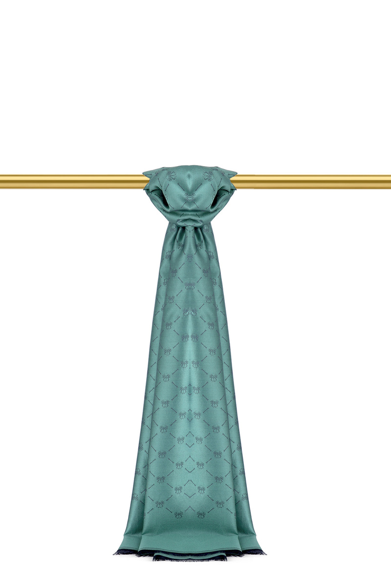 Mint Monogram Pattern Jacquard Silk Shawl - 1