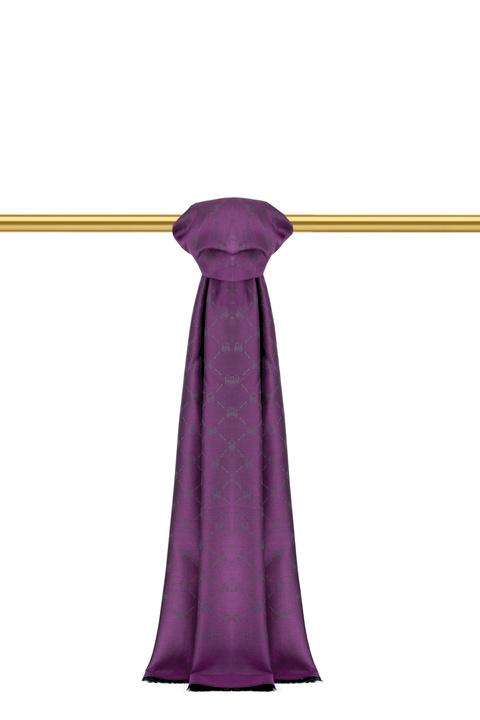 Purple Monogram Pattern Jacquard Silk Shawl 