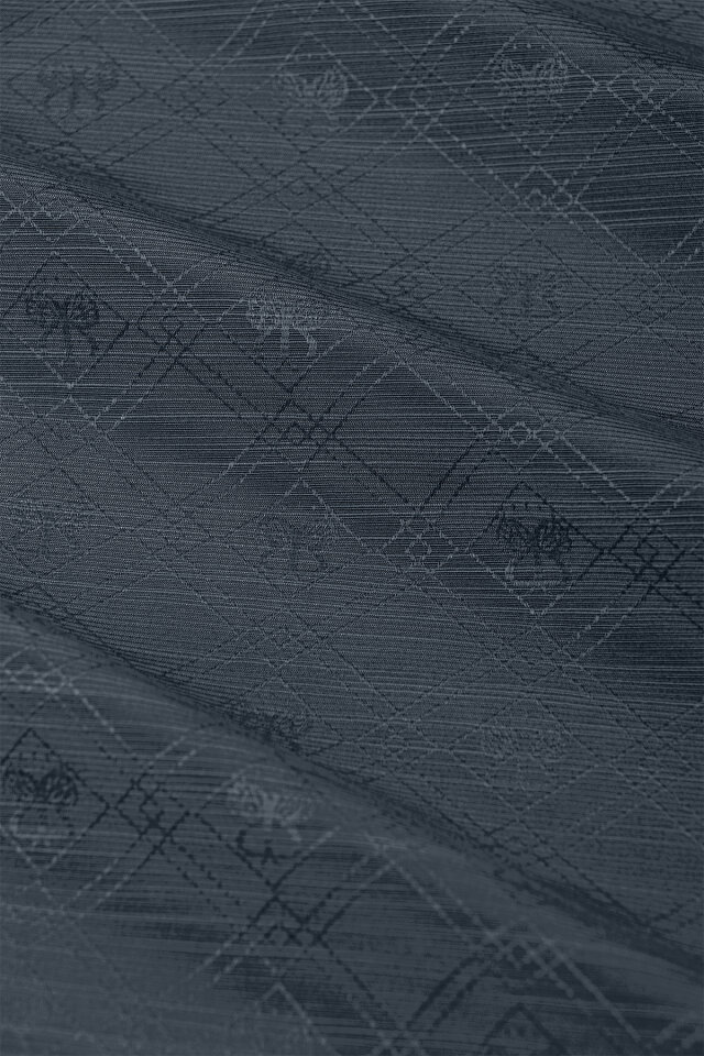 Dark Petrol Monogram Pattern Silk Cotton Shawl - 5