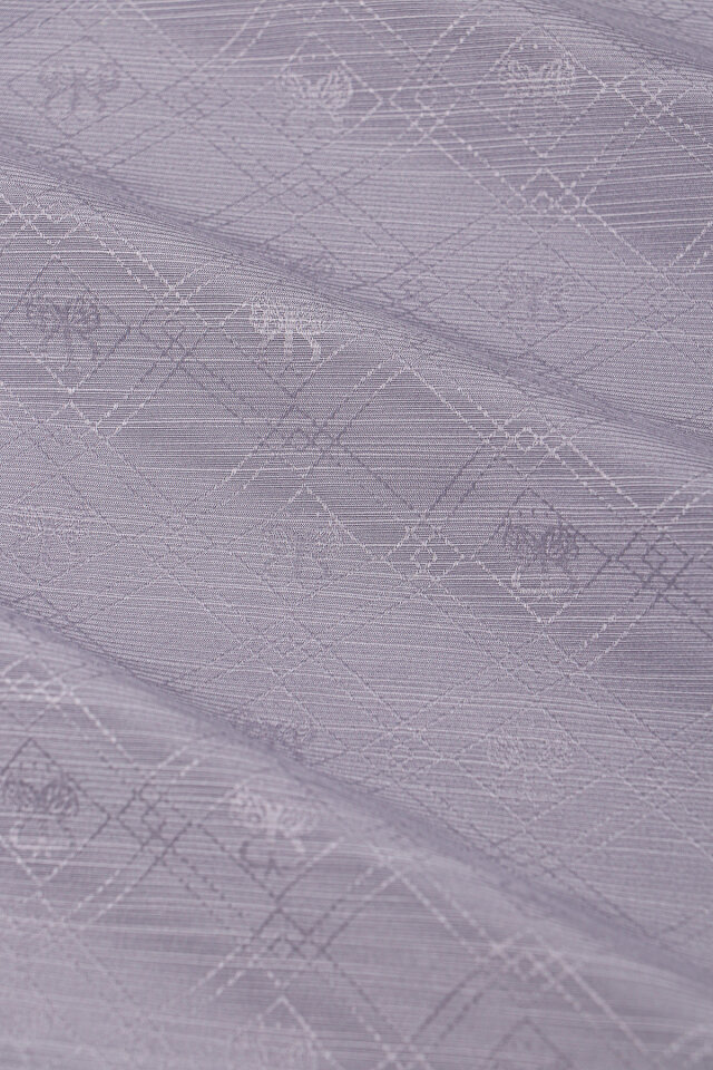 Gray Monogram Pattern Silk Cotton Shawl - 5