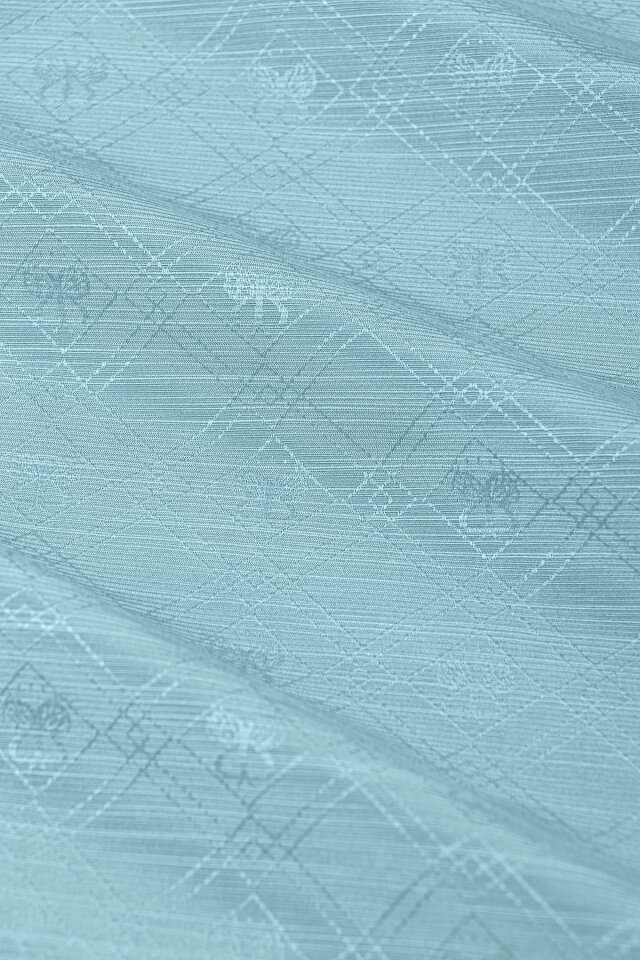 Blue Monogram Pattern Silk Cotton Shawl - 5