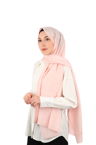 Candy Pink Monogram Pattern Silk Cotton Shawl 