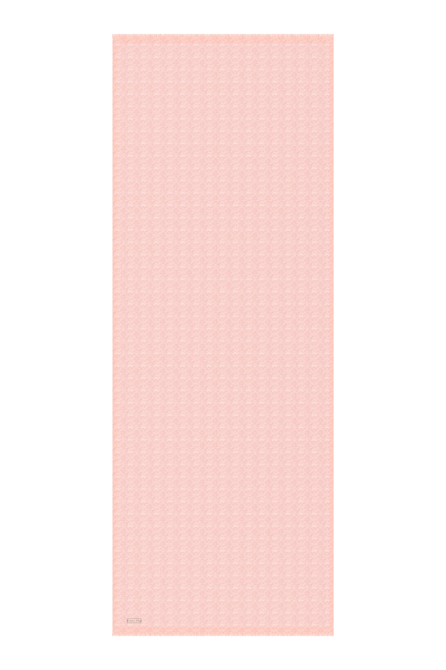 Candy Pink Monogram Pattern Silk Cotton Shawl - 4