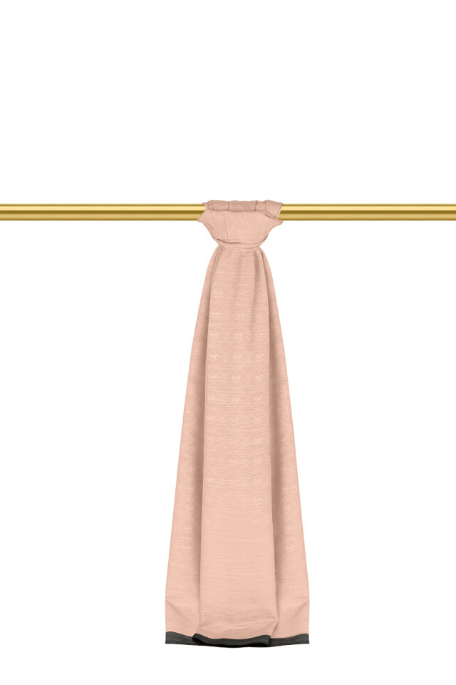 Salmon Monogram Pattern Silk Cotton Shawl - 2