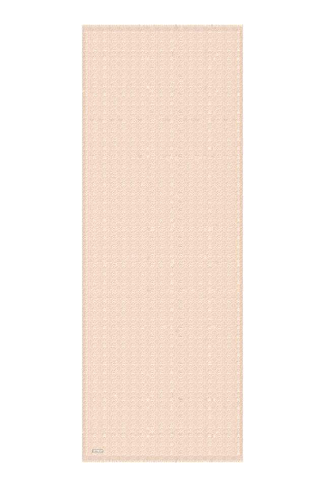 Milk Coffee Monogram Pattern Silk Cotton Shawl - 4