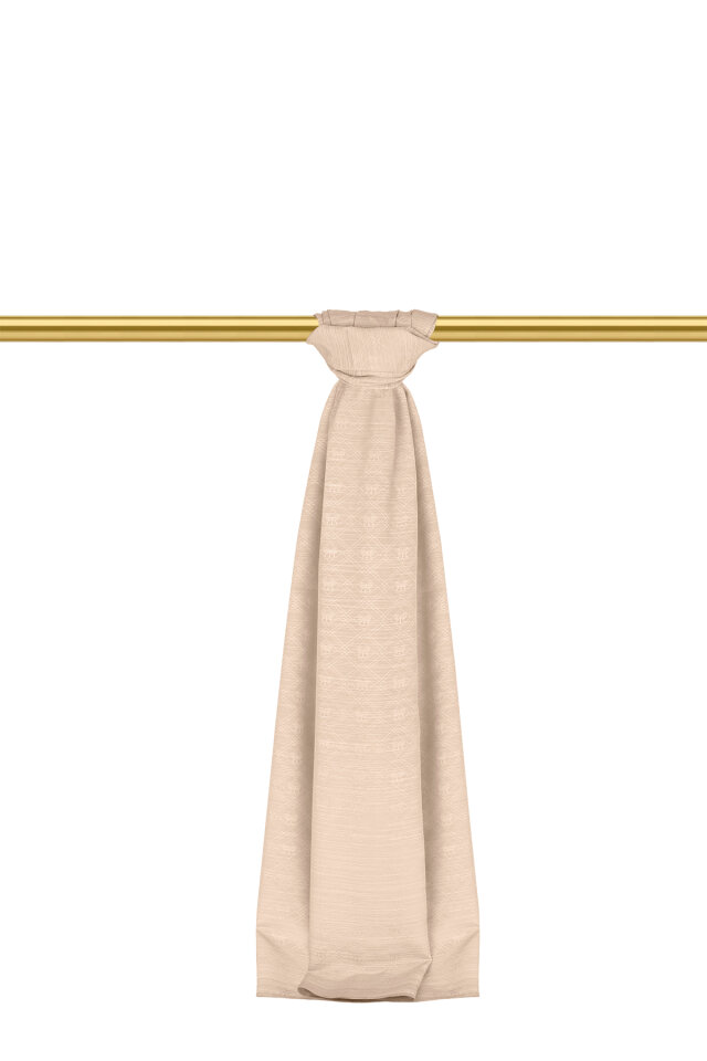 Milk Coffee Monogram Pattern Silk Cotton Shawl - 2