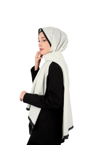 Ecru Monogram Pattern Silk Cotton Shawl 