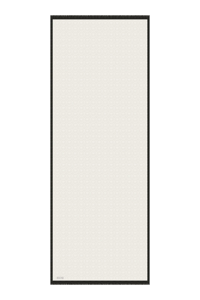 Ecru Monogram Pattern Silk Cotton Shawl - 4