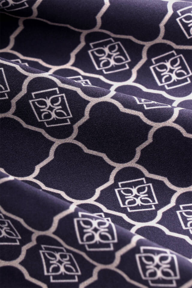Navy Blue Monogram Silk Scarf - 3