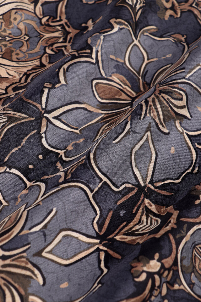 Anthracite Mother of Pearl Pattern Twill Silk Scarf - 2