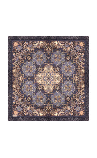 Anthracite Mother of Pearl Pattern Twill Silk Scarf 