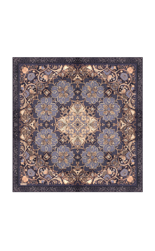 Anthracite Mother of Pearl Pattern Twill Silk Scarf 