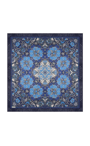 Blue Mother of Pearl Pattern Twill Silk Scarf 