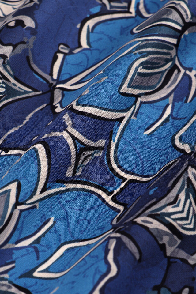 Blue Mother of Pearl Pattern Twill Silk Scarf - 2