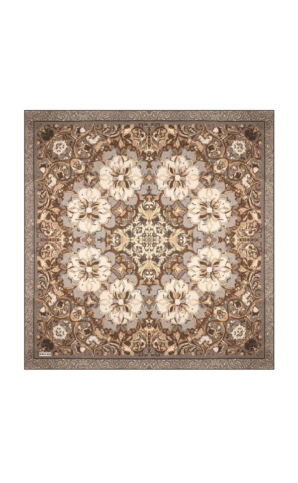 Stone Mother of Pearl Pattern Twill Silk Scarf 