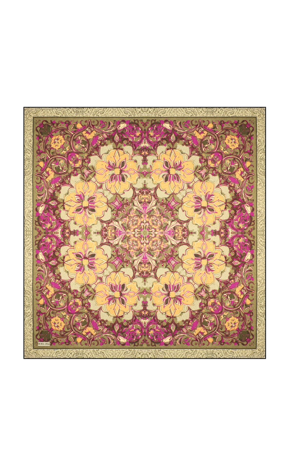 Green Mother of Pearl Pattern Twill Silk Scarf 