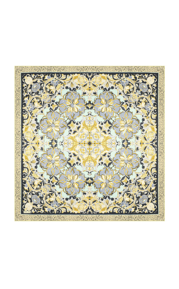 Lime Mother of Pearl Pattern Twill Silk Scarf 