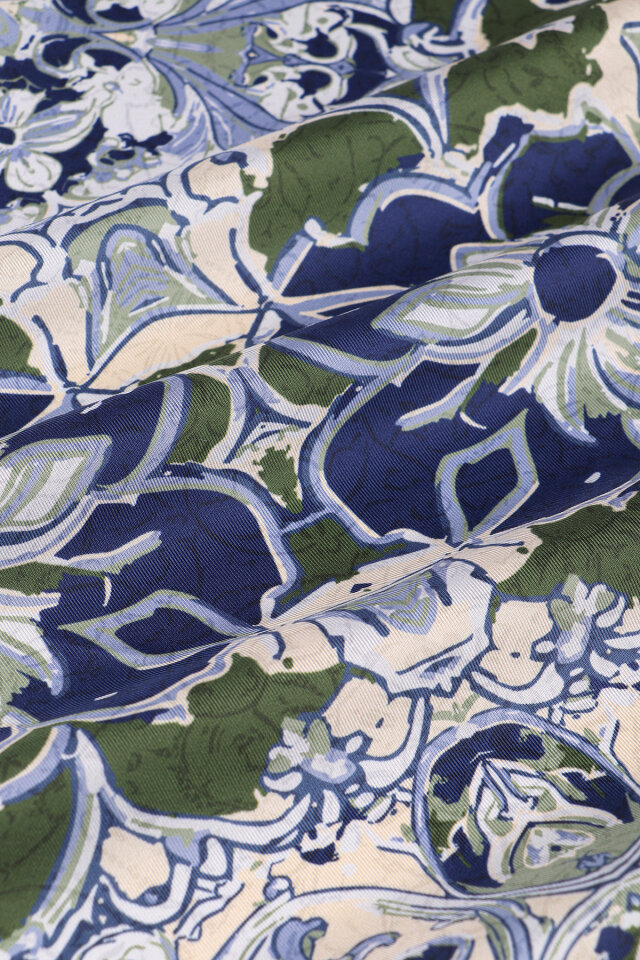 Navy Blue Mother of Pearl Pattern Twill Silk Scarf - 2