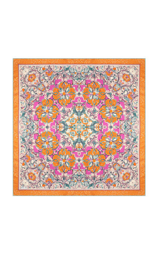 Orange Mother of Pearl Pattern Twill Silk Scarf 