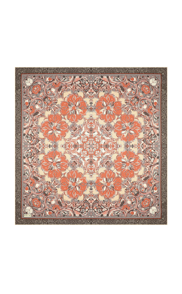 Peach Mother of Pearl Pattern Twill Silk Scarf 