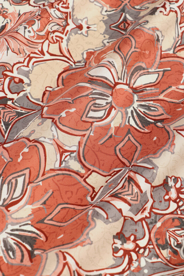 Peach Mother of Pearl Pattern Twill Silk Scarf - 2