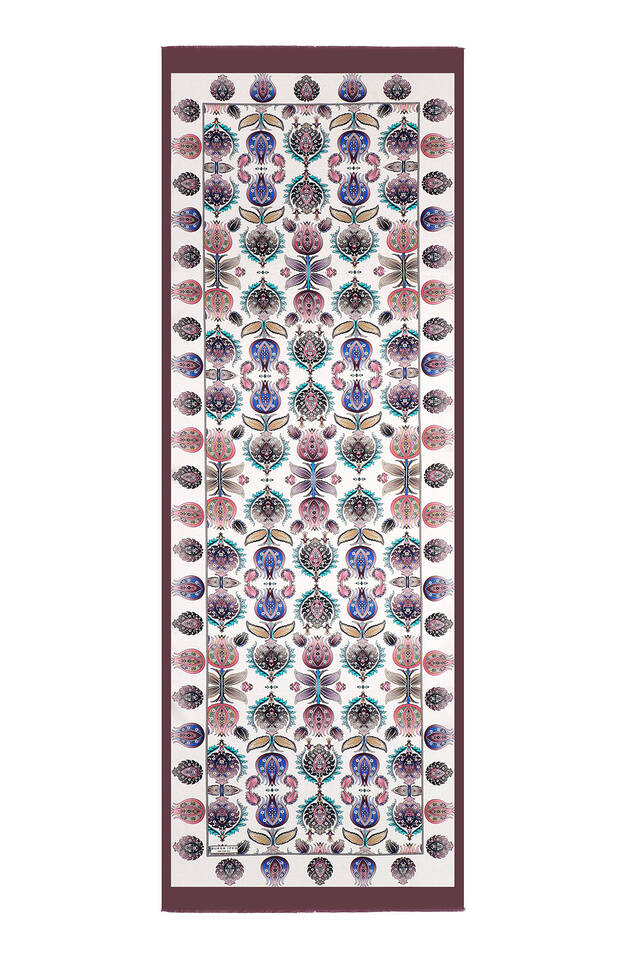 Mürdüm İznik Desen İpek Fular - 4