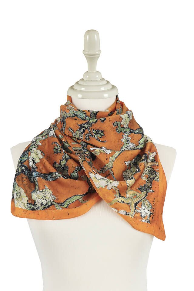 Mustard Almond Blossom Silky Foulard - 2