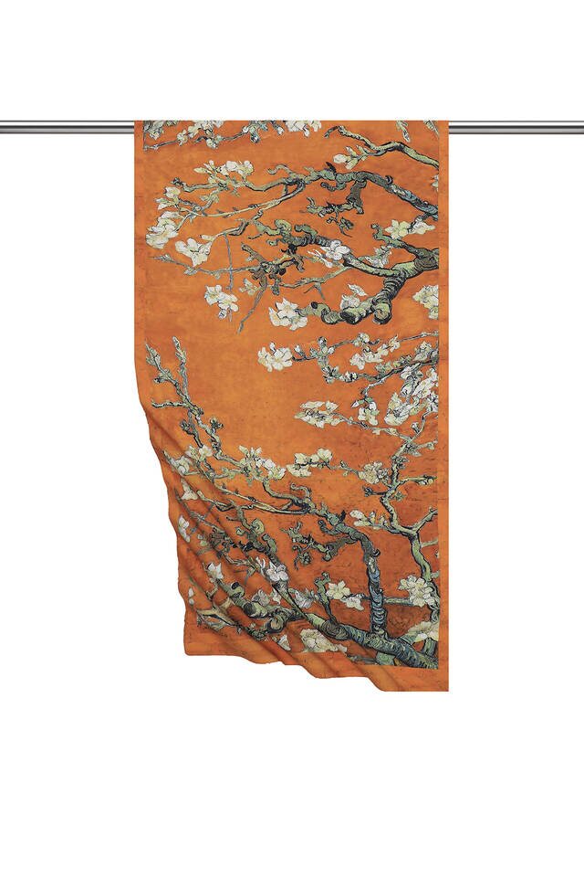 Mustard Almond Blossom Silky Foulard - Bursa İpek