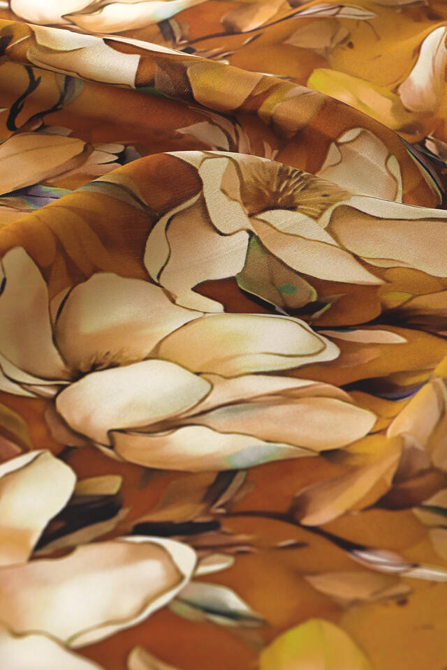 Mustard Daffodil Pattern Silk Pocket Square - 3