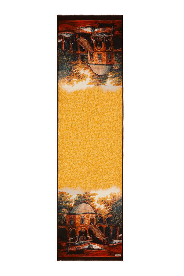 Mustard Kozahan Silk Painting Foulard - 5