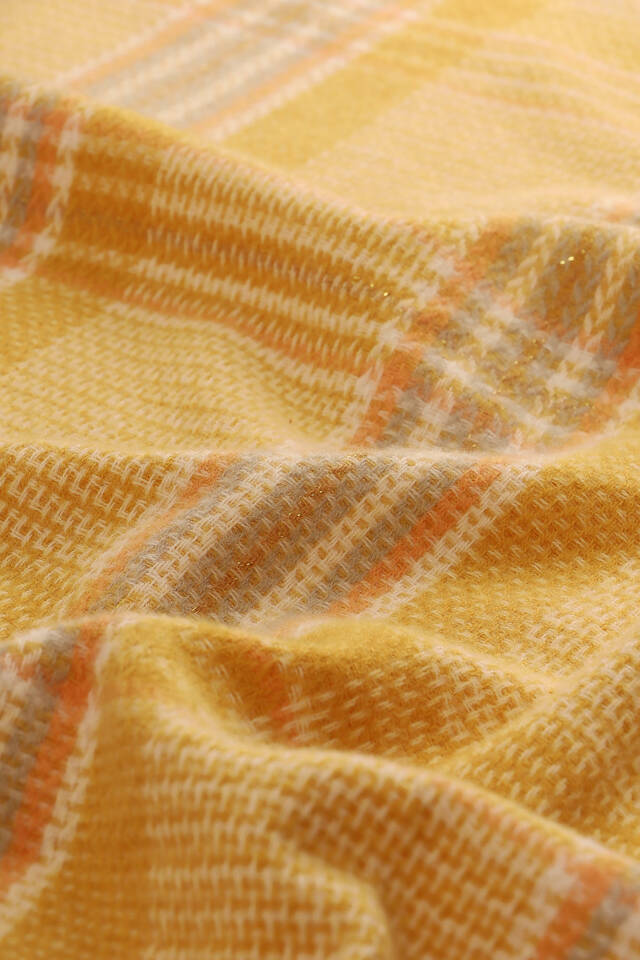 Mustard Orange Patterned Winter Shawl - 4