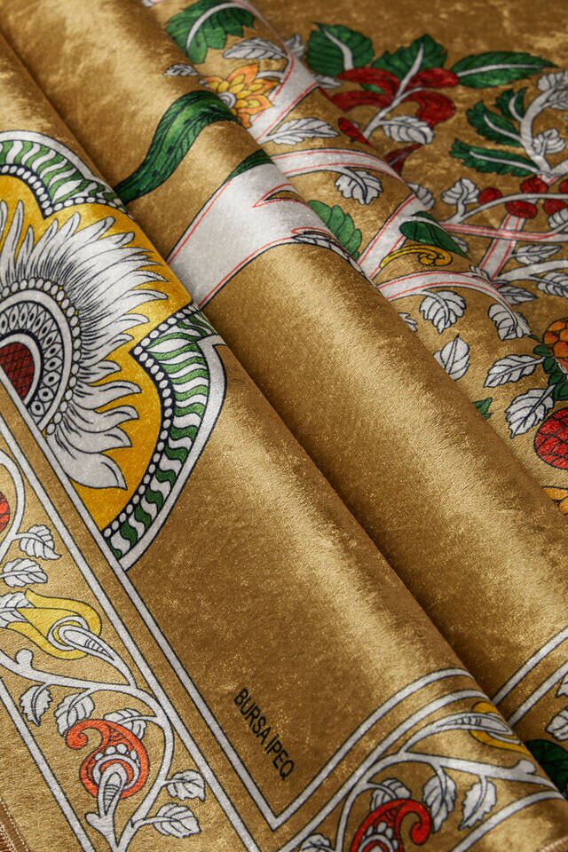 Mustard Velvet Carpet Prayer Rug - 2