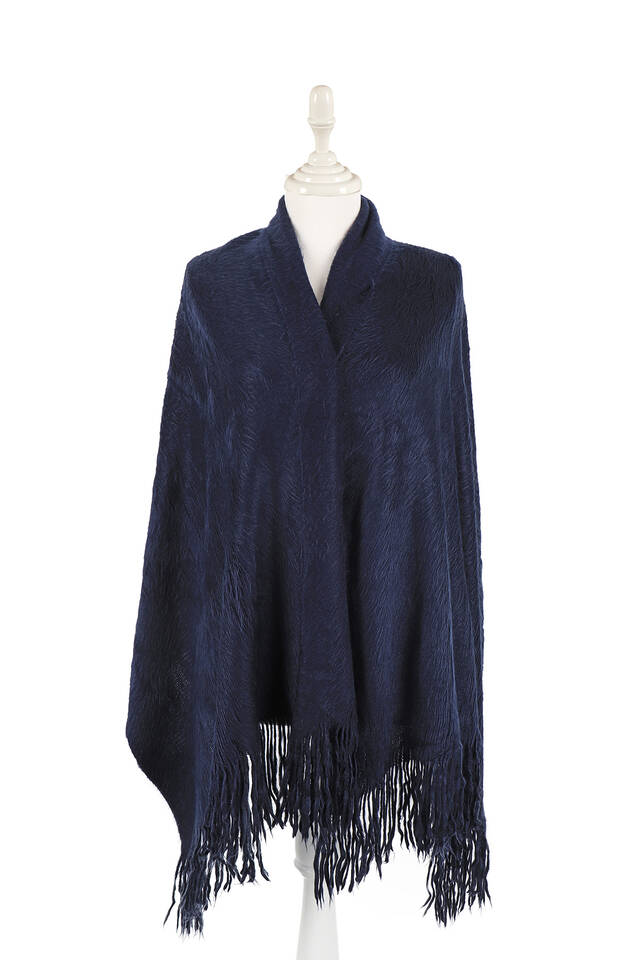 Navy Blue Angora Shawl - Bursa İpek