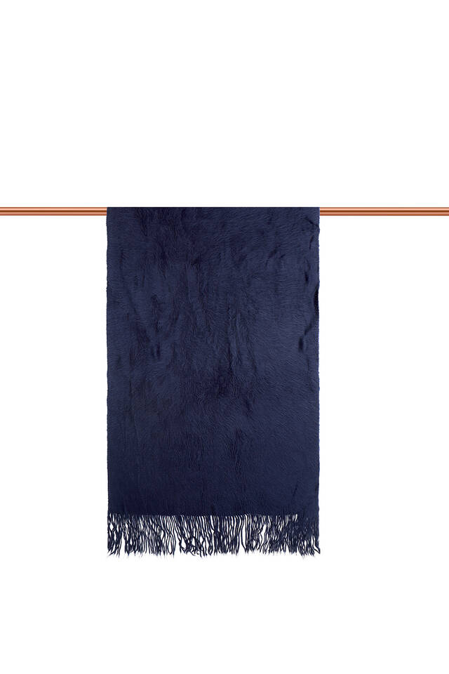 Navy Blue Angora Shawl - 2