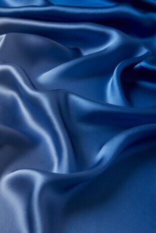 Navy Blue Baby Blue Gradient Twill Silk Square Scarf - Thumbnail