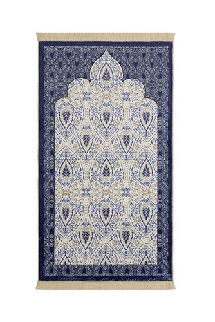 Navy Blue Bamboo Carpet Prayer Rug 