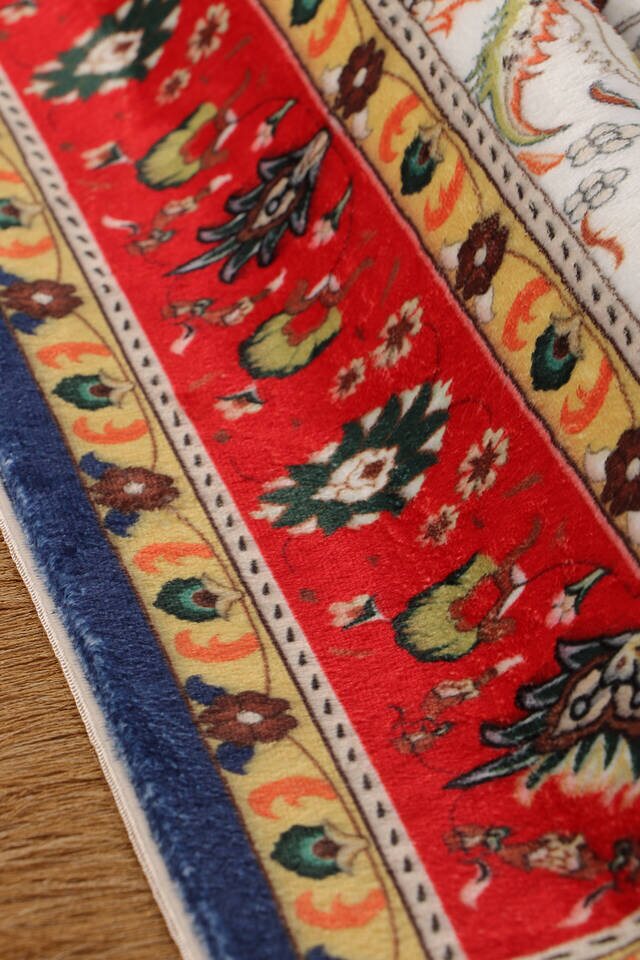 Navy Blue Bamboo Carpet Prayer Rug - 2