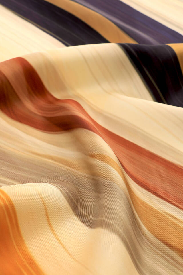 Navy Blue Breeze Pattern Twill Silk Square Scarf - 3