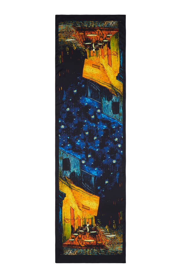 Navy Blue Cafe Street Silky Foulard - 4