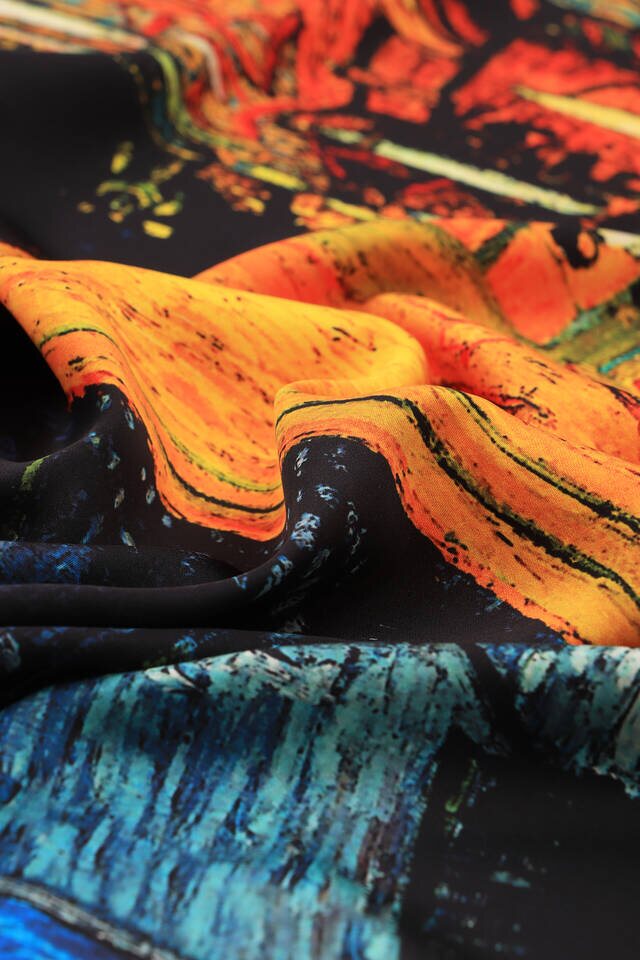 Navy Blue Cafe Street Silky Pocket Square - 3