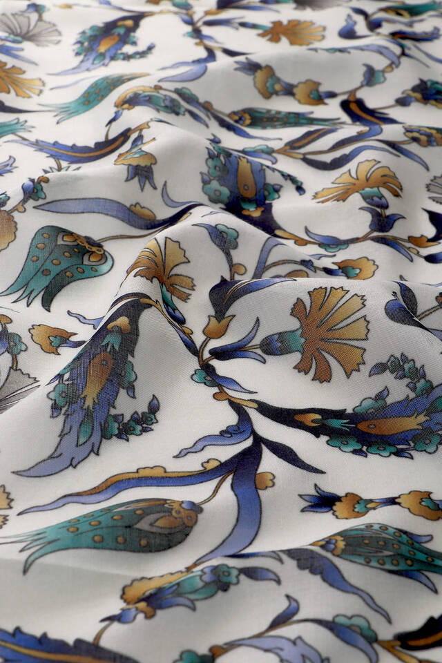 Navy Blue Carnation Tulip Pattern Soft Square Scarf - 3