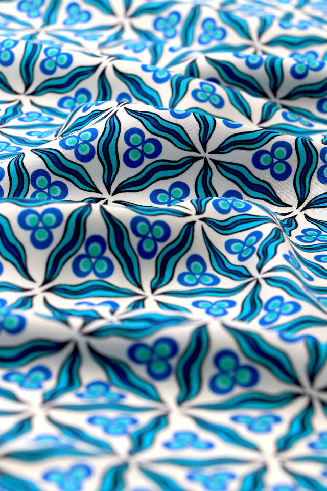 Navy Blue Çintemani Pattern Silky Pocket Square - 3