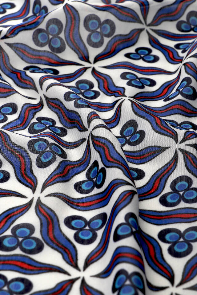 Navy Blue Cintemani Pattern Soft Square Scarf - 3