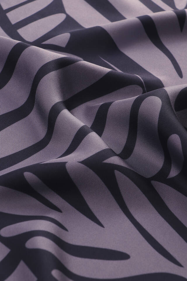 Navy Blue Crop Pattern Twill Silk Scarf - 5