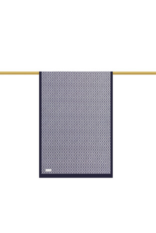 Navy Blue Honeycomb Pattern Twill Silk Scarf - Thumbnail
